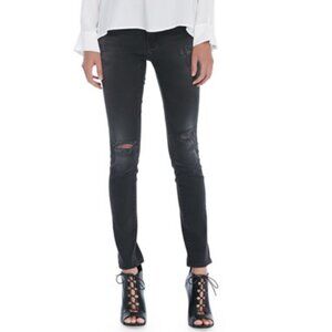 Frame Denim Le Skinny De Jeanne Rexford Wash Charcoal Black Distressed Size 27